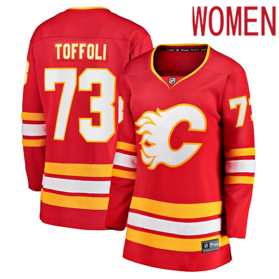 Women Calgary Flames 73 Tyler Toffoli Fanatics Branded Red Home Breakaway Player NHL Jersey